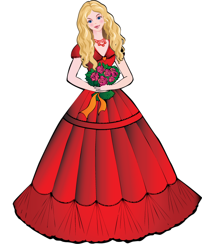 fairy beautiful princess vector in a stunning red gown holding a ...