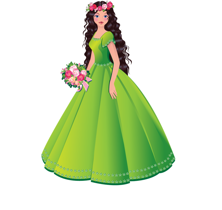 fairy beautiful princess vector illustration with floral bouquet in ...