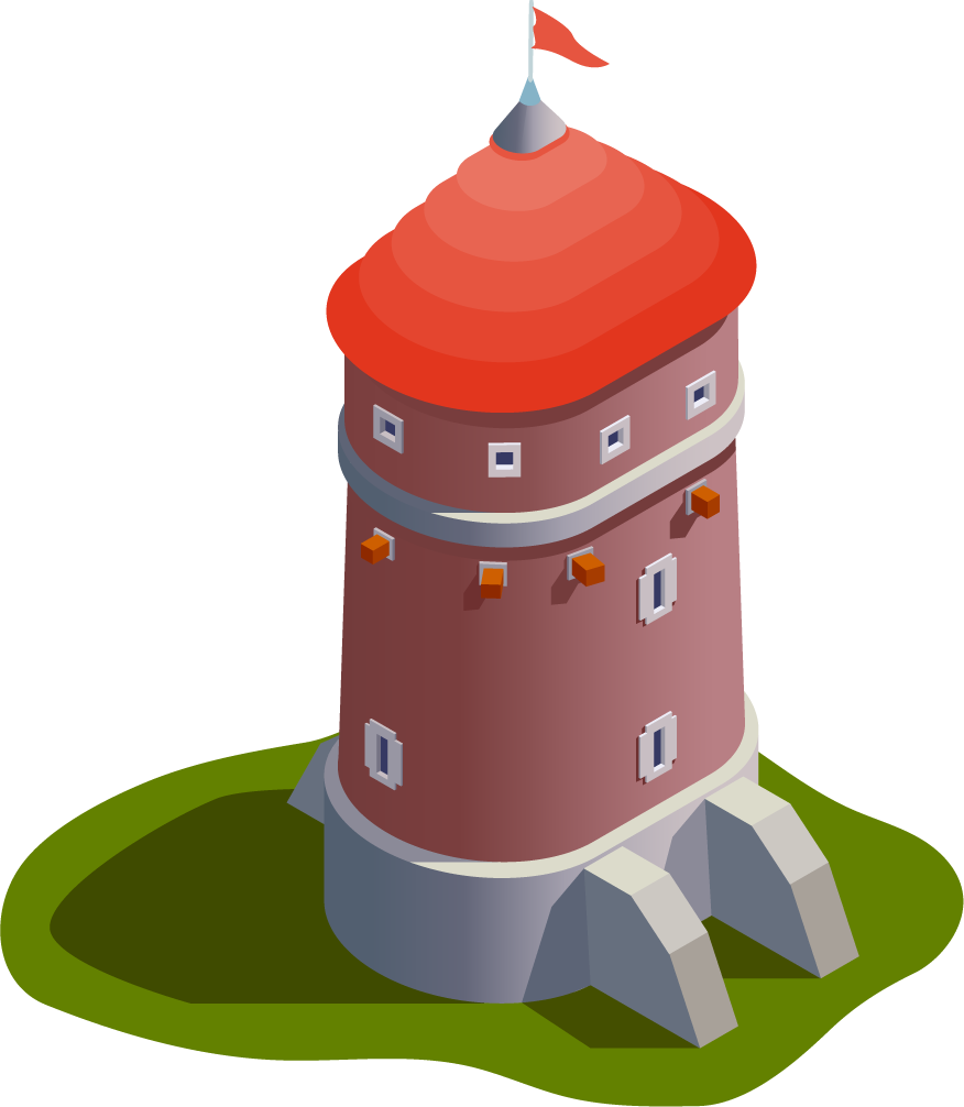 free isolated isometric medieval buildin... | Magipik Free Vector