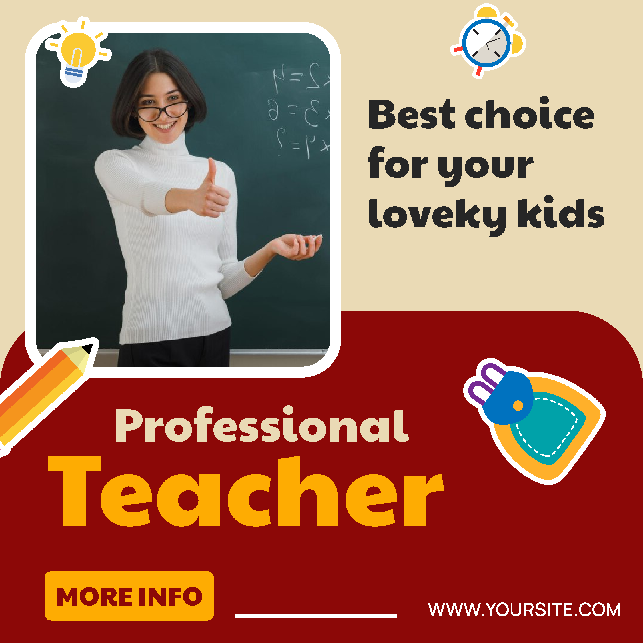 playful banner promoting professional primary teacher choice
