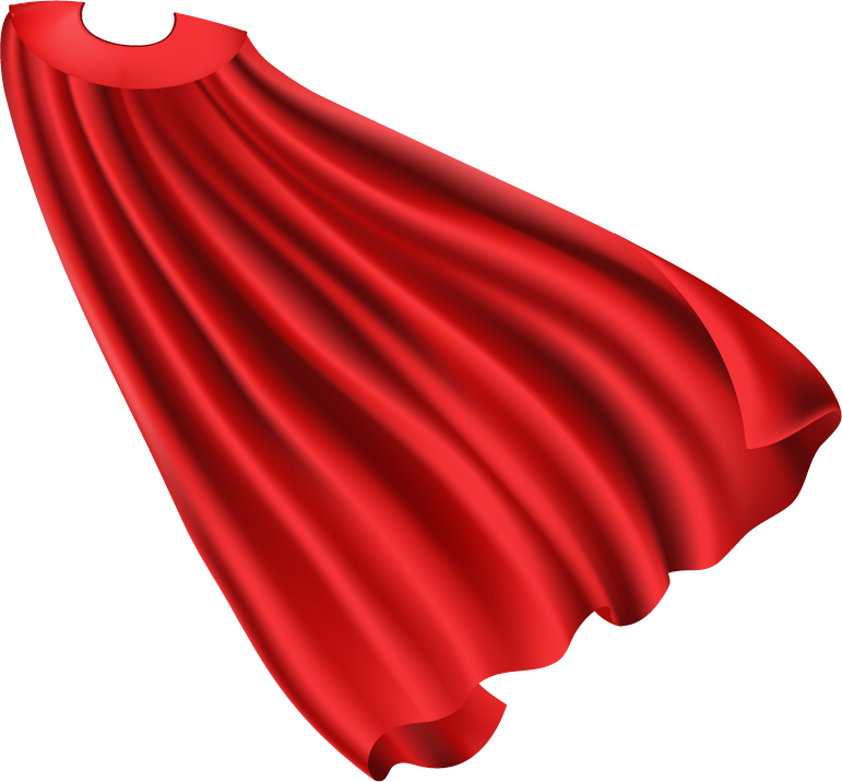 free red superhero cape cloak with golde... | Magipik Free Vector