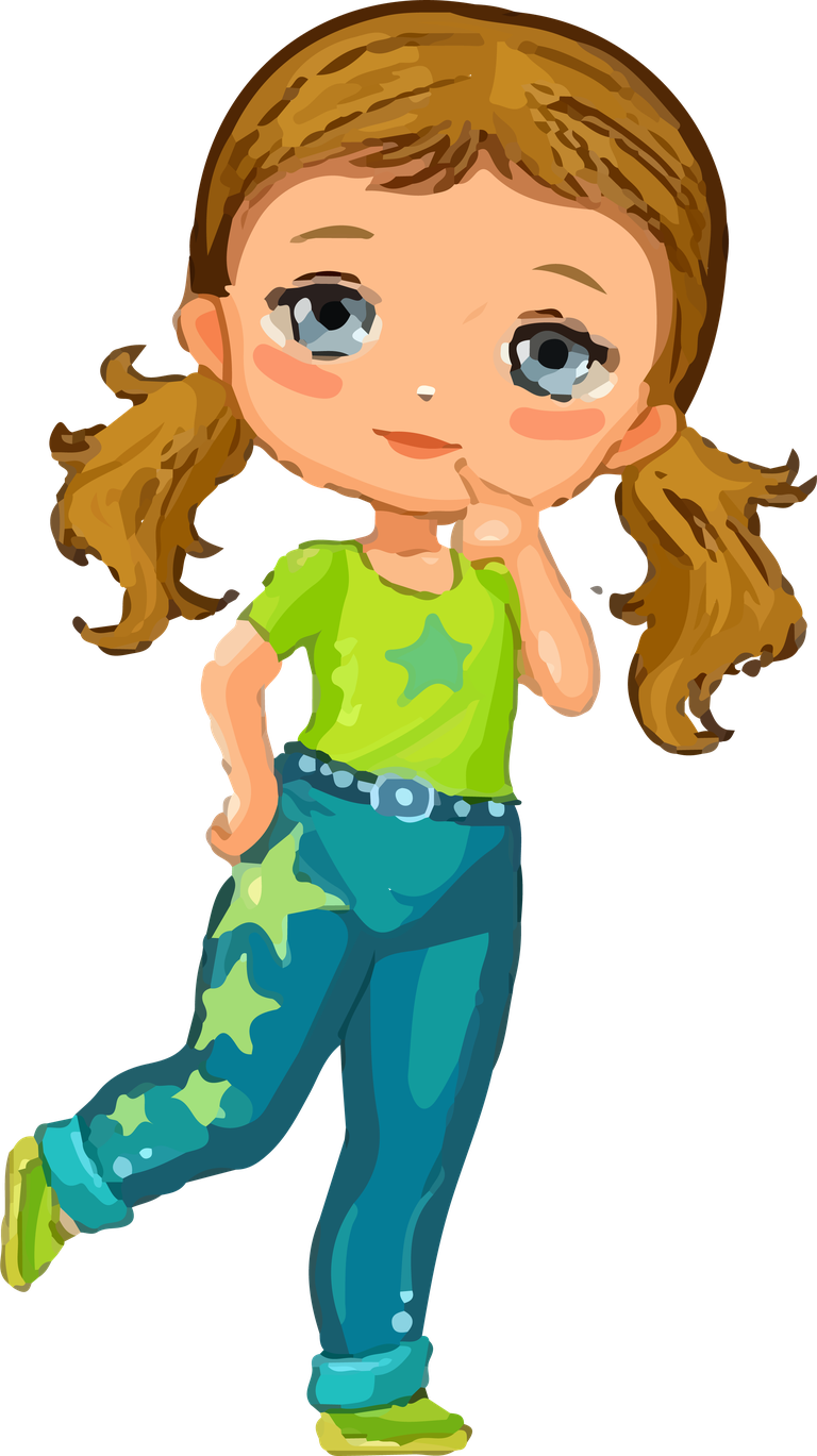free cute little girl doll fun cartoon vector 928916
