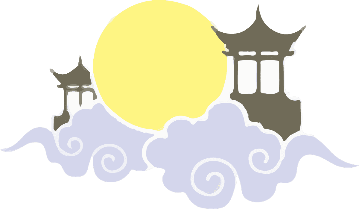 moon festival icons featuring serene pag... | Magipik Free Vector